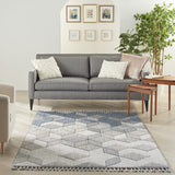Nourison Elwood Grey/Slate 4' x 6'2" Area -rug, Modern, Geometric, Gradient, Easy -cleaning, Non Shedding, Bed Room, Living Room, Dining Room, Kitchen, (4' x 6')