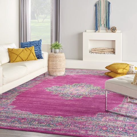 Nourison Passion Fuchsia 12' x 18' Area Rug, Boho, Traditional, Easy Clean, Non Shedding, Bed Room, Living Room, Hallway (12x18)