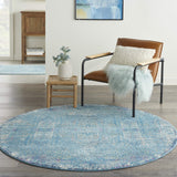 Nourison Passion Transitional Tribal Blue 5' Round Area Rug