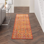 Nourison Allur Non-Shedding Transitional Moroccan Red Multicolor 2'3" x 7'6" Area Rug, (8' Runner)
