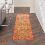 Nourison Allur Non-Shedding Transitional Moroccan Red Multicolor 2'3" x 7'6" Area Rug, (8' Runner)