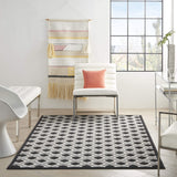 Nourison Aloha Indoor/Outdoor Black White 5 ft 3 in x 7 ft 5 in Area Rug, Outdoor, Modern, Geometric, Stain Resistant, Easy Cleaning, Patio, Backyard, Kitchen, Deck, Living Room, (5'x8')