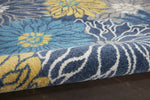 Nourison Passion Blue 4' x Round Area Rug, Floral, Farmhouse, Easy Cleaning, Non Shedding, Bed Room, Living Room, Dining Room, Kitchen, (4' Round)