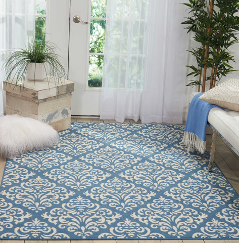 Nourison Grafix Vintage Blue 5'3'' x 7'3'' Area-Rug, Easy-Cleaning, Non Shedding, Bed Room, Living Room, Dining Room, Kitchen (5x7)