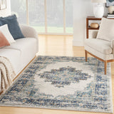 Nourison Passion 5' x 7' Ivory Gray Blue Fabric Vintage Area Rug (5' x 7')