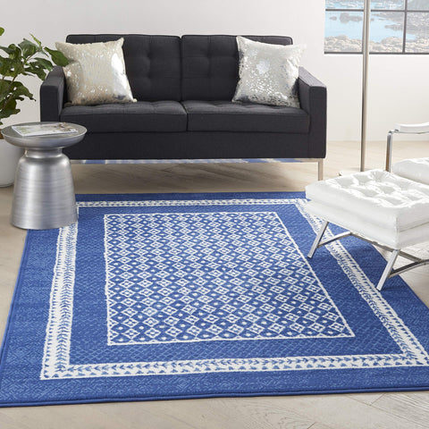 Nourison Whimsicle Geometric Navy 6' x 9' Area Rug, Easy Cleaning, Non Shedding, Bed Room, Living Room, Dining Room, Kitchen (6x9)