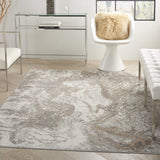 Nourison Elation Abstract Ivory Grey 4' x 6' Area Rug, Easy Clean, Non Shedding, Bed Room, Living Room, Dining Room, Kitchen (4x6)