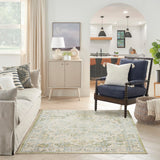 Nourison Astra Machine Washable Center Medallion Blue Green Area Rug (5' x 7')