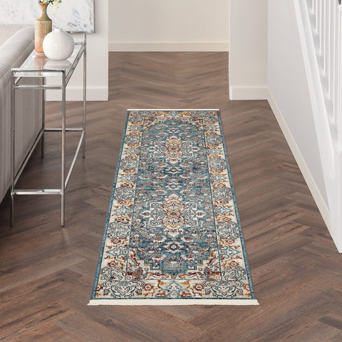 Nourison Geneva Multicolor 2'2" x 7'6" Area Rug, Vintage, French Country, Easy Cleaning, Non Shedding, Bed Room, Living Room, Dining Room, Kitchen, (8' x Runner)