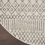 Nourison Passion Bohemian Ivory/Grey 4' x Round Area -Rug, Easy -Cleaning, Non Shedding, Bed Room, Living Room, Dining Room, Kitchen (4 Round)