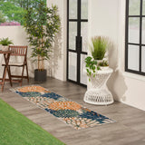 Nourison Aloha Indoor/Outdoor Blue Green 2' x 6' Area Rug, Easy Cleaning, Non Shedding, Bed Room, Living Room, Dining Room, Backyard, Deck, Patio (2x6)