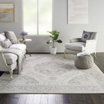 Nourison Tranquil Traditional Ivory/Grey 8' x 10' Area -Rug, Easy -Cleaning, Non Shedding, Bed Room, Living Room, Dining Room, Kitchen (8x10)