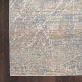 Nourison Splendid Modern Beige Blue 3'11" x 5'11" Area Rug, Easy Clean, Non Shedding, Bed Room, Living Room, Dining Room, Kitchen (4x6)