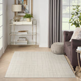 Nourison Santa Cruz Modern Ivory Grey 3'11" x 5'11" Area Rug, Easy-Cleaning, Non Shedding, Bed Room, Living Room, Dining Room, Kitchen (4x6)