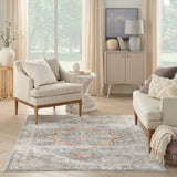 Nourison Astra Machine Washable Bohemian Denim Multi 5'3" x 7' Area Rug, Easy Clean, Non Shedding, Bed Room, Living Room, Dining Room, Kitchen (5x7)