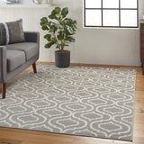 Nourison Jubilant Trellis Grey 5'3" x 7'3" Area -Rug, Easy -Cleaning, Non Shedding, Bed Room, Living Room, Dining Room, Kitchen (5x7)