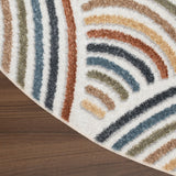 Nourison Astra Machine Washable Ivory Multicolor 5'3" x Round Area Rug Easy Clean, Non Shedding, Bed Room, Living Room, Dining Room, Kitchen (5' x Round)