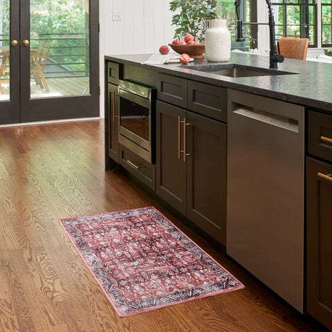 Nourison Brilliance Machine Washable Vintage Brick Ivory 2' x 4' Area -Rug, Easy -Cleaning, Non Shedding, Bed Room, Living Room, Dining Room, Kitchen (2x4)