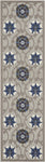 Nourison Aloha Indoor/Outdoor Grey/Blue 2'3" x 10' Area Rug, Easy Cleaning, Non Shedding, Bed Room, Living Room, Dining Room, Deck, Backyard, Patio (2x10)