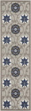 Nourison Aloha Indoor/Outdoor Grey/Blue 2'3" x 10' Area Rug, Easy Cleaning, Non Shedding, Bed Room, Living Room, Dining Room, Deck, Backyard, Patio (2x10)