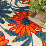Nourison Aloha 4' x 6' Ivory Multicolor Fabric Outdoor Area Rug (4' x 6')