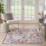 Nourison Grafix Vintage Blue Multicolor 3'9" x 5'9" Area -Rug, Easy -Cleaning, Non Shedding, Bed Room, Living Room, Dining Room, Kitchen (4x6)