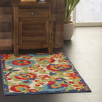 Nourison Aloha Indoor/Outdoor Multicolor 2'8'' x 4' Area-Rug, Easy-Cleaning, Non Shedding, Bed Room, Living Room, Dining Room, Backyard, Deck, Patio (3x4)