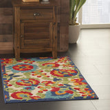 Nourison Aloha Indoor/Outdoor Multicolor 2'8'' x 4' Area-Rug, Easy-Cleaning, Non Shedding, Bed Room, Living Room, Dining Room, Backyard, Deck, Patio (3x4)
