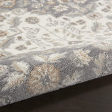 Nourison Elation Floral Ivory Grey 5'3" x 7'3" Area Rug, Easy-Cleaning, Non Shedding, Bed Room, Living Room, Dining Room, Kitchen (5x7)