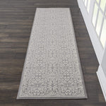 Nourison Jubilant Ivory Grey 2' x 6' Area Rug Easy Clean, Non Shedding, Bed Room, Living Room, Dining Room, Kitchen (6' Runner)