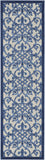 Nourison Aloha Indoor/Outdoor Grey/Blue 2'3" x 10' Area Rug, Transitional, French Country, Easy Cleaning, Non Shedding, Bed Room, Kitchen, Living Room, Deck, Backyard, (10' x Runner)