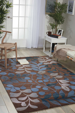 Nourison Contour Botanical Mocha 3'6'' x 5'6'' Area-Rug, Easy-Cleaning, Non Shedding, Bed Room, Living Room, Dining Room, Kitchen (3x5)