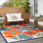 Nourison Aloha Indoor/Outdoor Multicolor 3'6" x 5'6" Area Rug, Easy Cleaning, Non Shedding, Bed Room, Living Room, Dining Room, Kitchen (4x6)