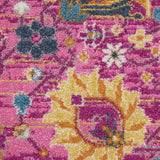 Nourison Passion Fuchsia 5'3" x Round Area Rug, Boho, Moroccan, Bed Room, Living Room, Dining Room, Kitchen, Easy Cleaning, Non Shedding, (5' Round)