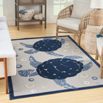 Nourison Aloha Indoor/Outdoor Navy Blue 3'6" x 5'6" Area -Rug, Easy Cleaning, Non Shedding, Bed Room, Living Room, Dining Room, Deck, Patio (3x5)