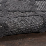 Nourison Easy Care Indoor/Outdoor Charcoal Black 4' x Round Area Rug, Easy Cleaning, Non Shedding, Bed Room, Living Room, Dining Room, Backyard, Deck, Patio (4 Round)