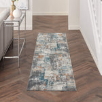Nourison Ludlow Modern Grey/Multi 2'2" x 7'6" Area -Rug, Easy -Cleaning, Non Shedding, Bed Room, Living Room, Dining Room, Kitchen (2x8)" }