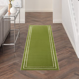 Nourison Essentials Indoor/Outdoor Green Ivory 2'2" x 7'6 Area Rug, Easy Cleaning, Non Shedding, Bed Room, Living Room, Dining Room, Backyard, Deck, Patio (2x8)