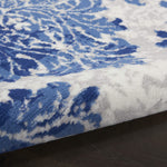 Nourison Whimsicle Damask Ivory Navy 3' x 5' Area Rug, Easy Cleaning, Non Shedding, Bed Room, Living Room, Dining Room, Kitchen (3x5)