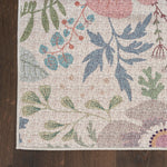 Nourison Washables Floral Cream Multicolor 4' x 6' Area -Rug, Easy -Cleaning, Non Shedding, Bed Room, Living Room, Dining Room, Kitchen (4x6)