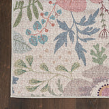Nourison Washables Floral Cream Multicolor 4' x 6' Area -Rug, Easy -Cleaning, Non Shedding, Bed Room, Living Room, Dining Room, Kitchen (4x6)