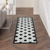 Nourison Aloha Geometric Indoor/Outdoor Black White 2' x 6' Area Rug, (6' Runner)
