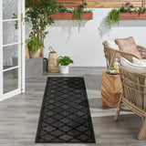Nourison Easy Care Indoor/Outdoor Charcoal Black 2'2" x 10' Area -Rug, Easy -Cleaning, Non Shedding, Bed Room, Living Room, Dining Room, Backyard, Deck, Patio (2x10)