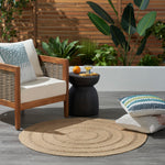 Nourison Natural Seagrass Indoor/Outdoor Natural 3' x Round Area Rug, Easy Cleaning, Non Shedding, Bed Room, Living Room, Dining Room, Backyard, Deck, Patio (3 Round)