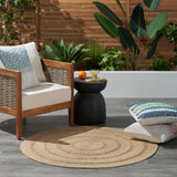 Nourison Natural Seagrass Indoor/Outdoor Natural 3' x Round Area Rug, Easy Cleaning, Non Shedding, Bed Room, Living Room, Dining Room, Backyard, Deck, Patio (3 Round)