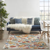Nourison Allur Floral Ivory Multicolor 5'3" x 7'3" Area -Rug, Easy -Cleaning, Non Shedding, Bed Room, Living Room, Dining Room, Kitchen (5x7)" }