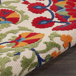 Nourison Aloha Indoor/Outdoor Red/Multi 4' x Round Area Rug, Easy Cleaning, Non Shedding, Bed Room, Living Room, Dining Room, Deck, Backyard, Patio (4 Round)