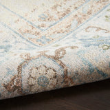 Nourison Astra Machine Washable Ivory Blue 5'3" x 7' Area Rug, Easy Clean, Non Shedding, Bed Room, Living Room, Dining Room, Kitchen (5' x 7')