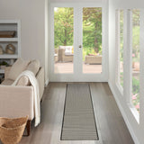Nourison Courtyard Black White 2'2" x 8' Area Rug - Easy Clean, Non Shedding, Bed Room, Living Room, Dining Room, Kitchen (8' Runner)