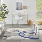Nourison Grafix Geometric Grey 3'9" x 5'9" Area -Rug, Easy -Cleaning, Non Shedding, Bed Room, Living Room, Dining Room, Kitchen (4x6)